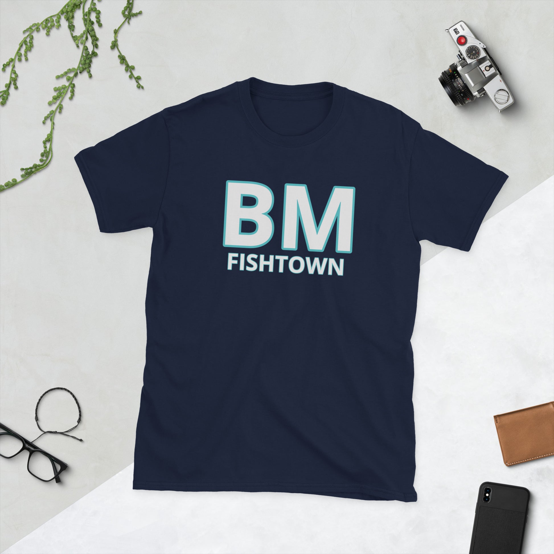 BRIXHAM BM Short-Sleeve Unisex T-Shirt front navy