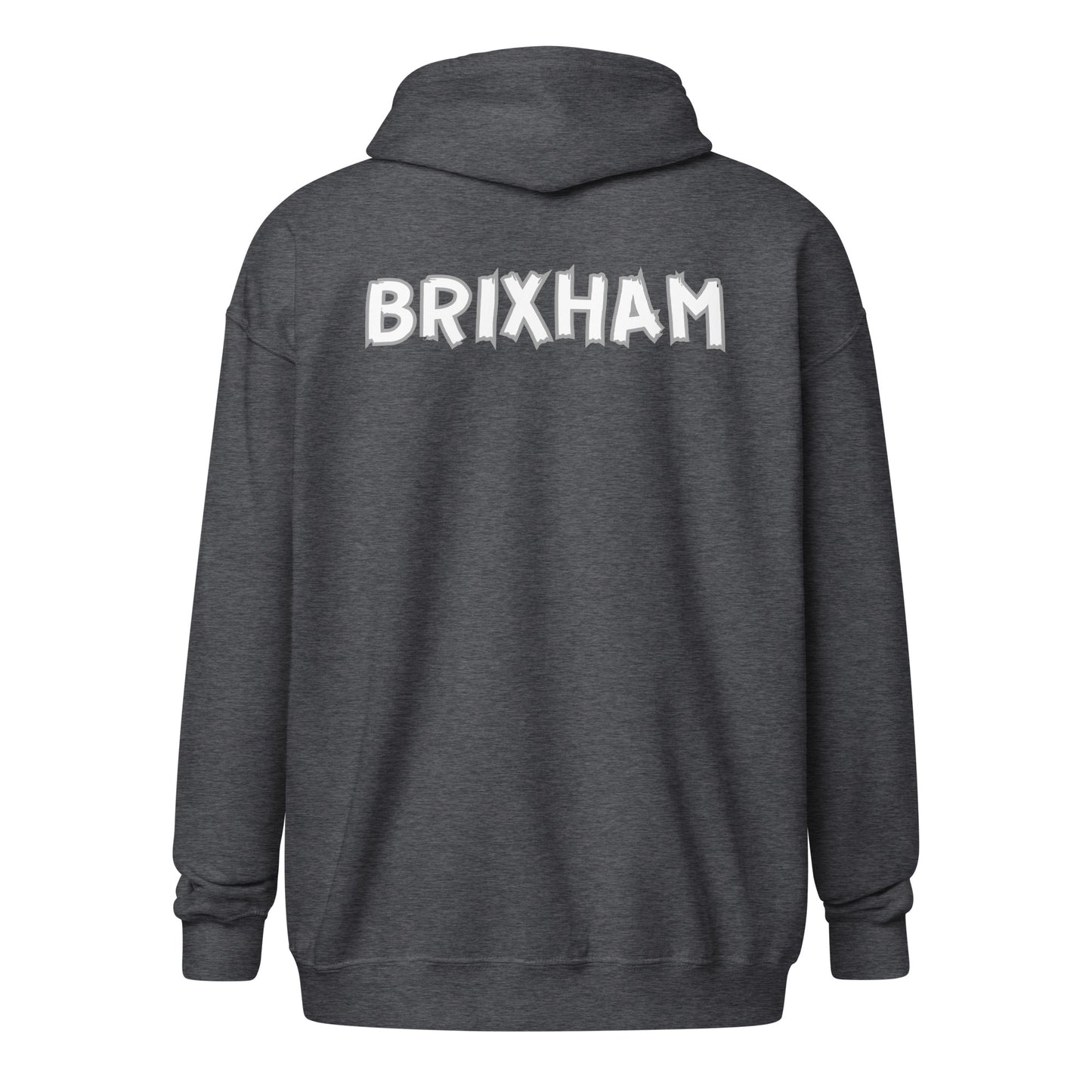 BRIXHAM BM BACK GREY Unisex heavy blend zip hoodie