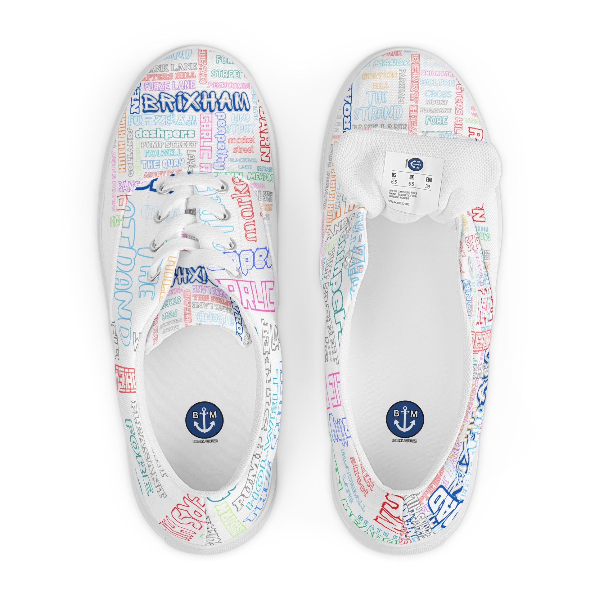 BRIXHAM BM Streets Women’s lace-up canvas shoes tongue and inner sole view