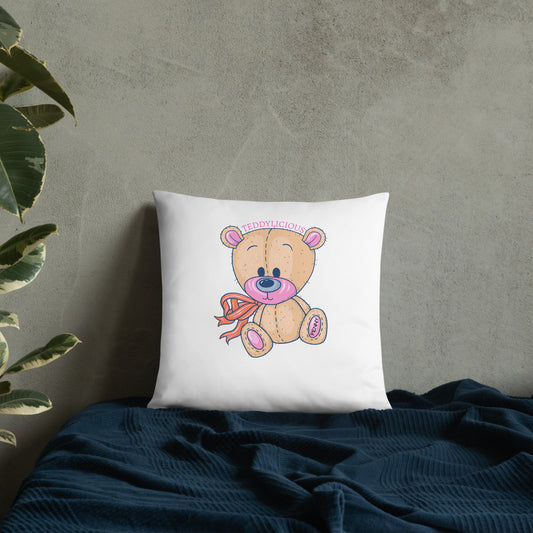 Teddylicious "Penny" Teddy Bear Pillow white 18 x 18