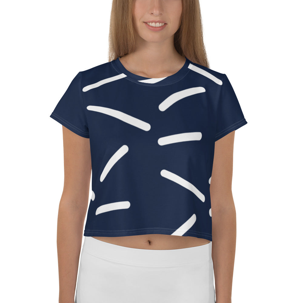 Athletic Authority "White Dash" Crop Tee