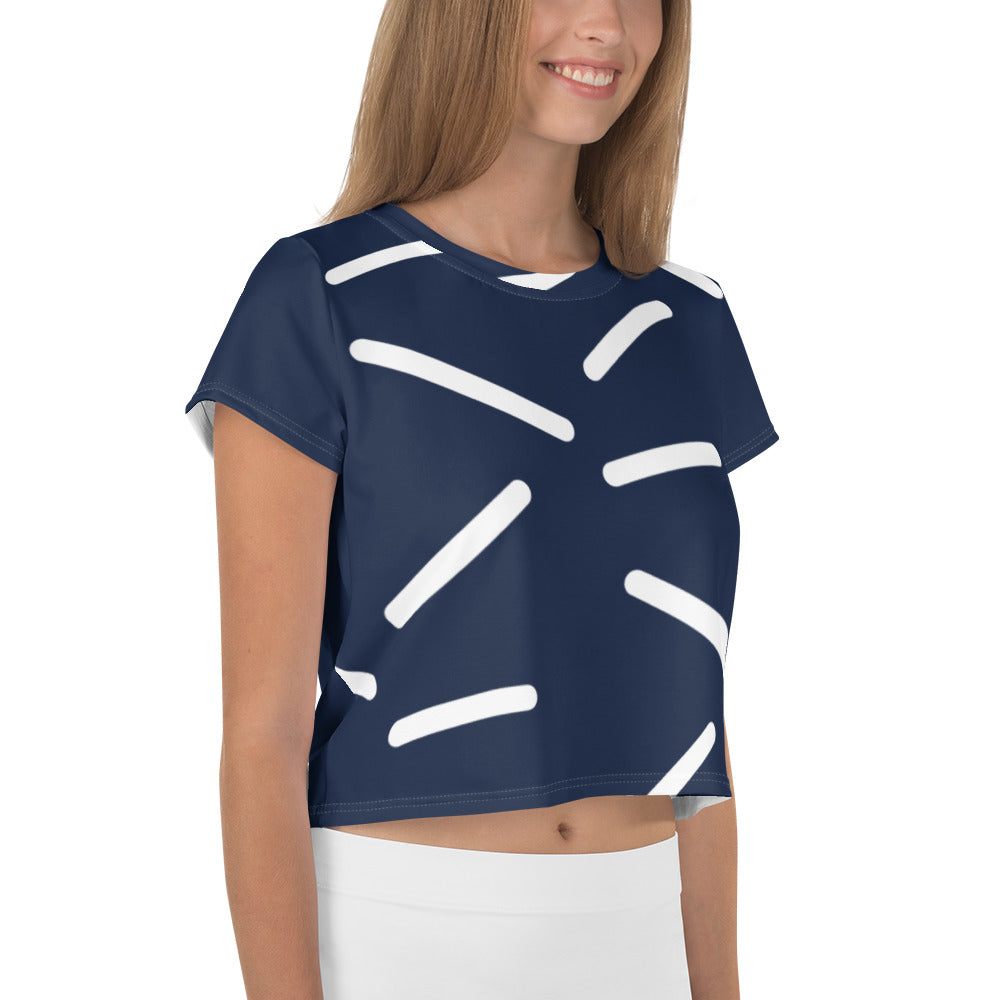 Athletic Authority "White Dash" Crop Tee