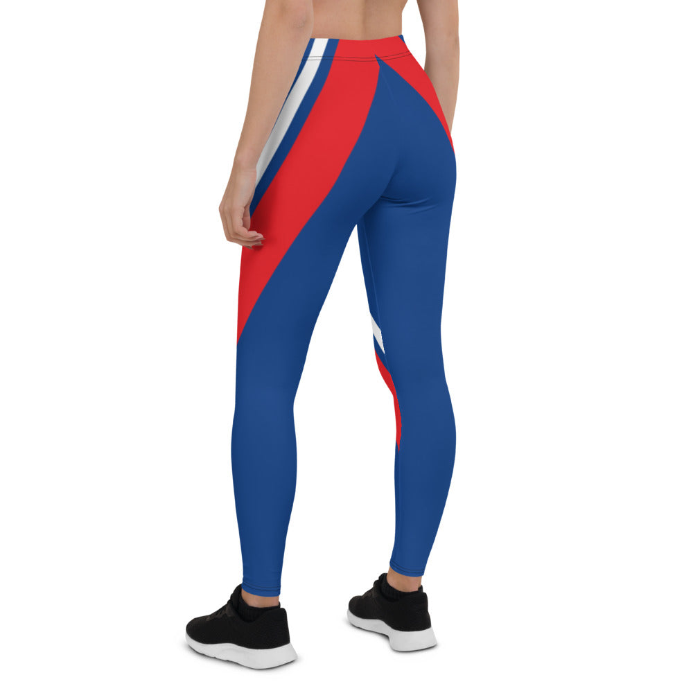 Athletic Authority "Blue White red cross stripe" Leggings