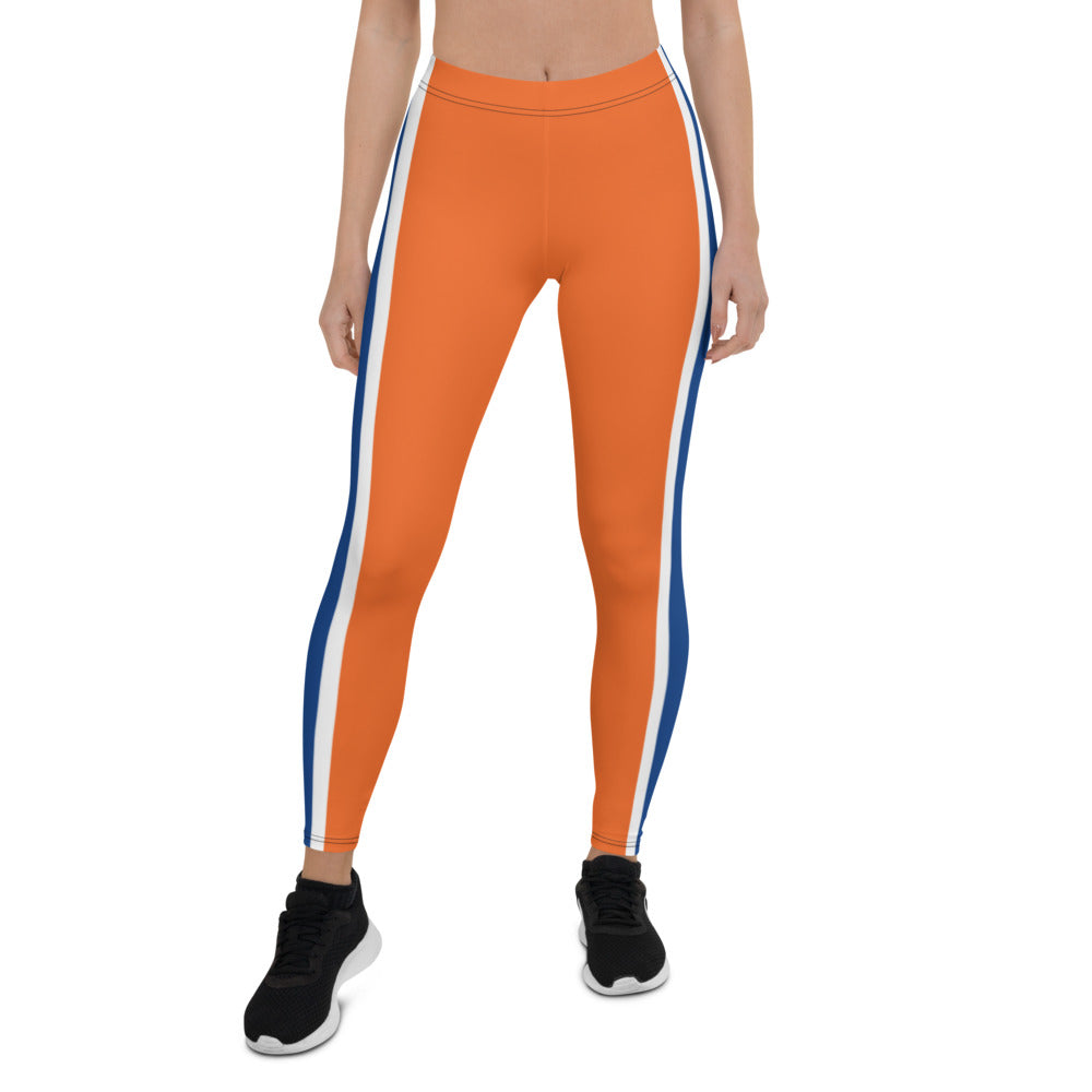 Athletic Authority "Orange Navy Stripe " Leggings