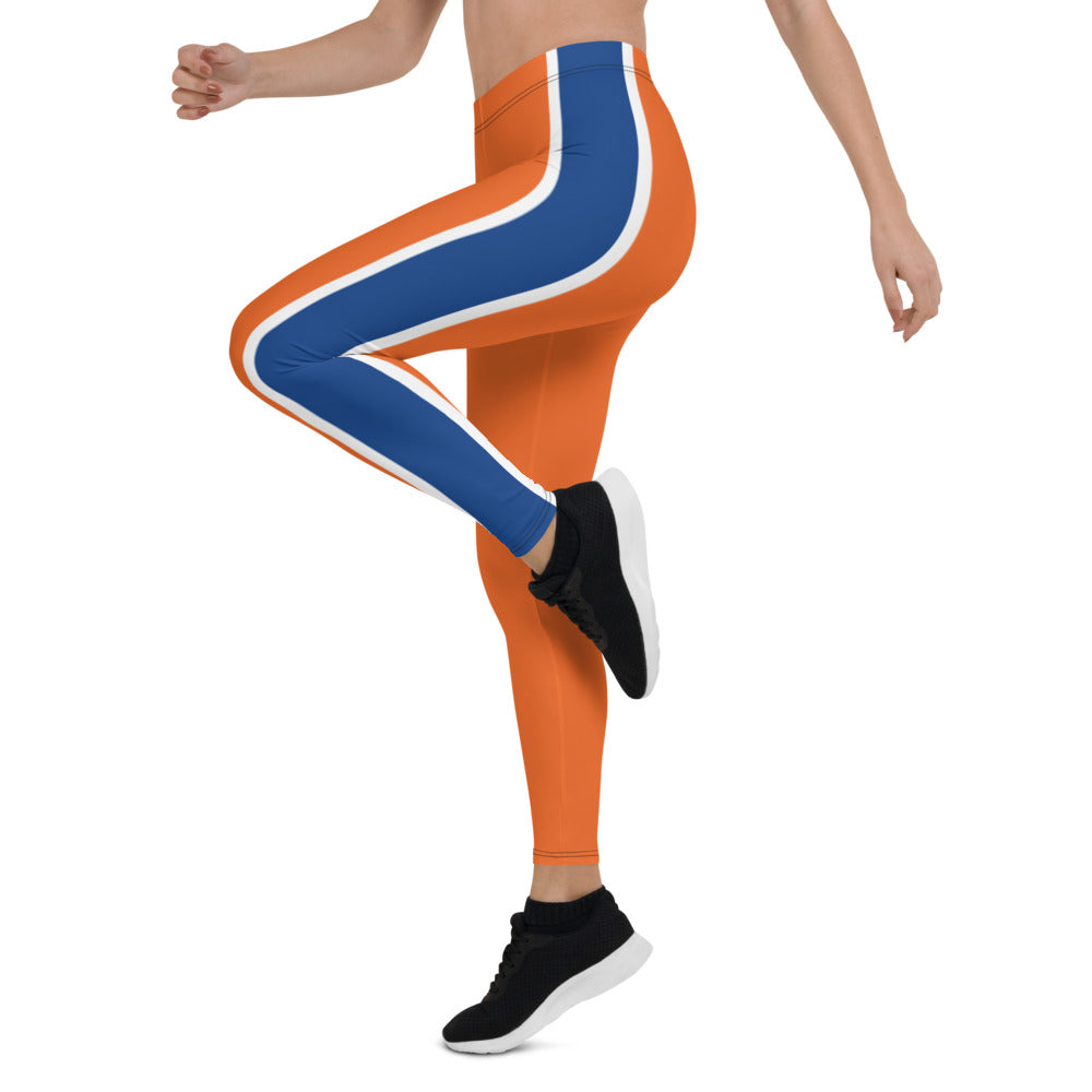 Athletic Authority "Orange Navy Stripe " Leggings