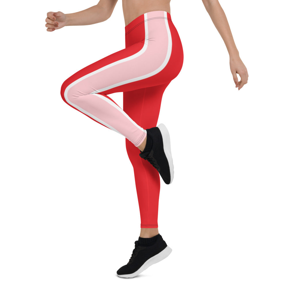 Athletic Authority "Red Pink Stripe" Leggings