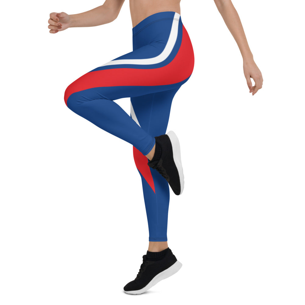 Athletic Authority "Blue White red cross stripe" Leggings
