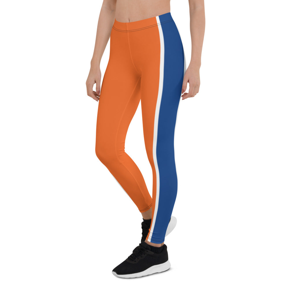 Athletic Authority "Orange Navy Stripe " Leggings