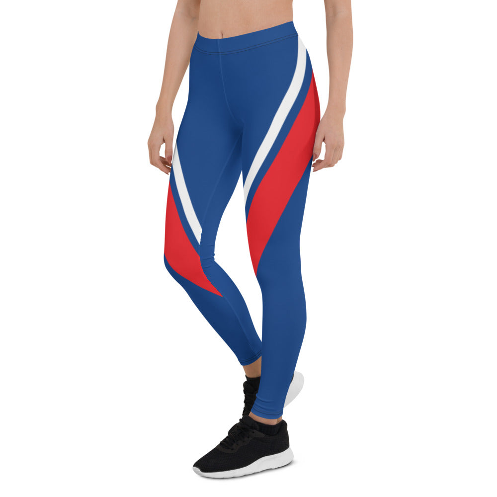 Athletic Authority "Blue White red cross stripe" Leggings