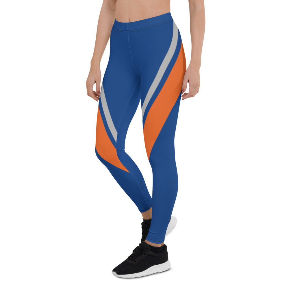 Athletic Authority "Blue Orange Grey Cross stripes" Leggings