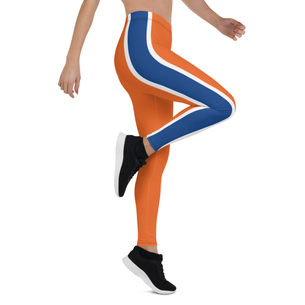Athletic Authority "Orange Navy Stripe " Leggings