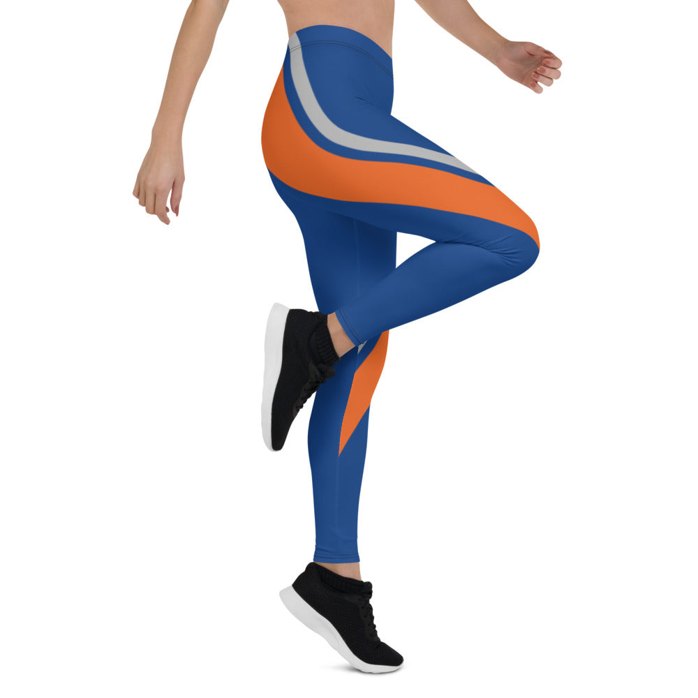 Athletic Authority "Blue Orange Grey Cross stripes" Leggings