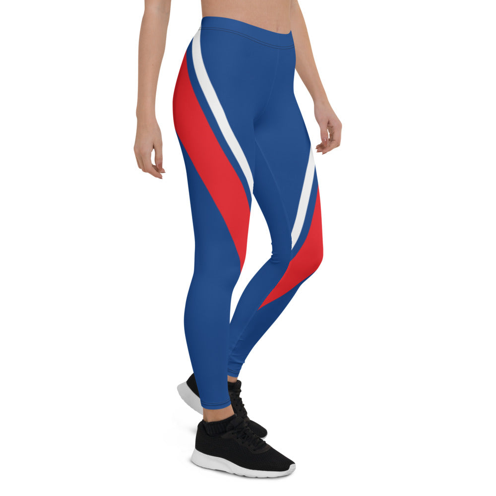 Athletic Authority "Blue White red cross stripe" Leggings