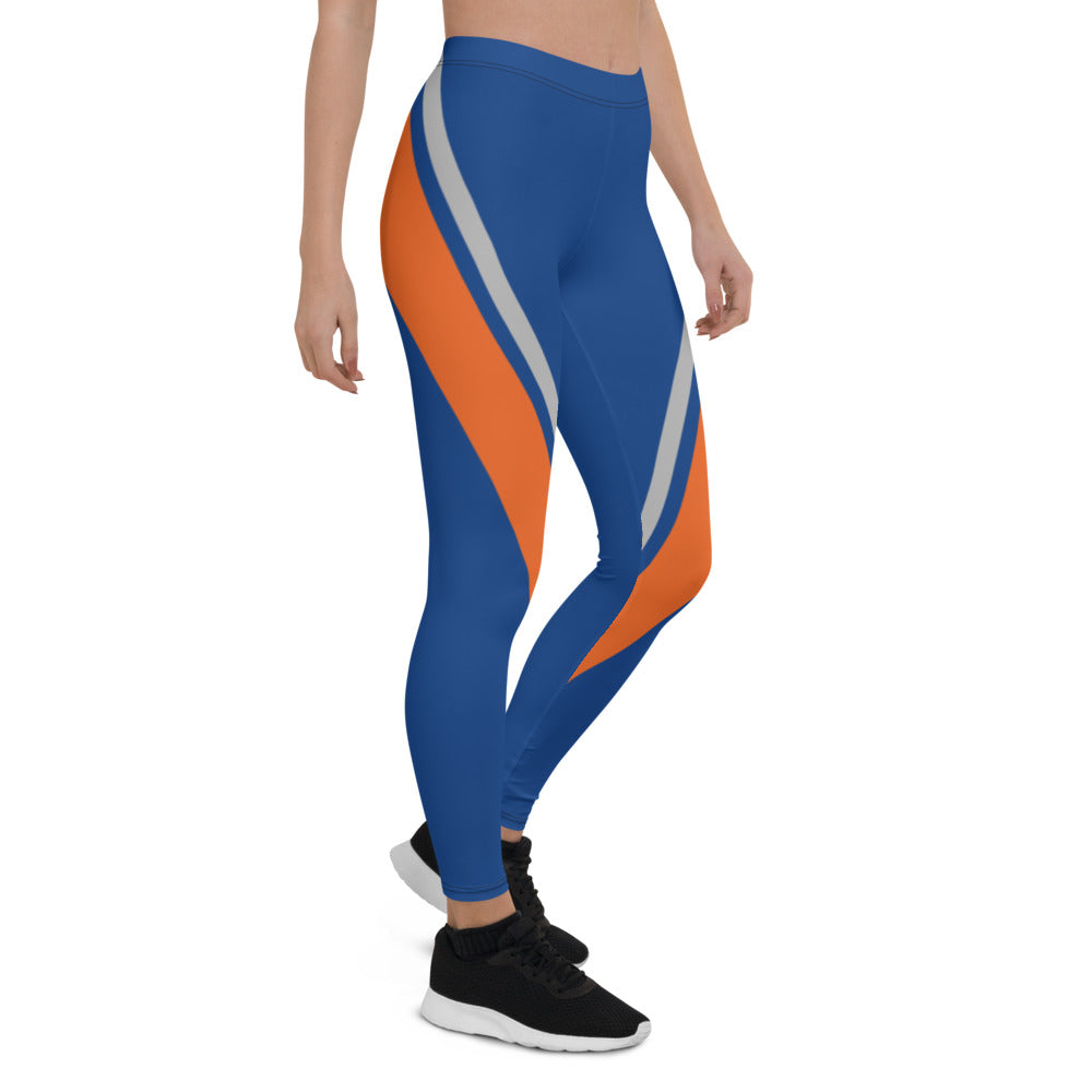 Athletic Authority "Blue Orange Grey Cross stripes" Leggings