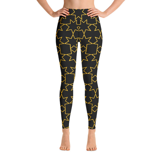 Athletic Authority "Star Burst Black" Yoga Leggings