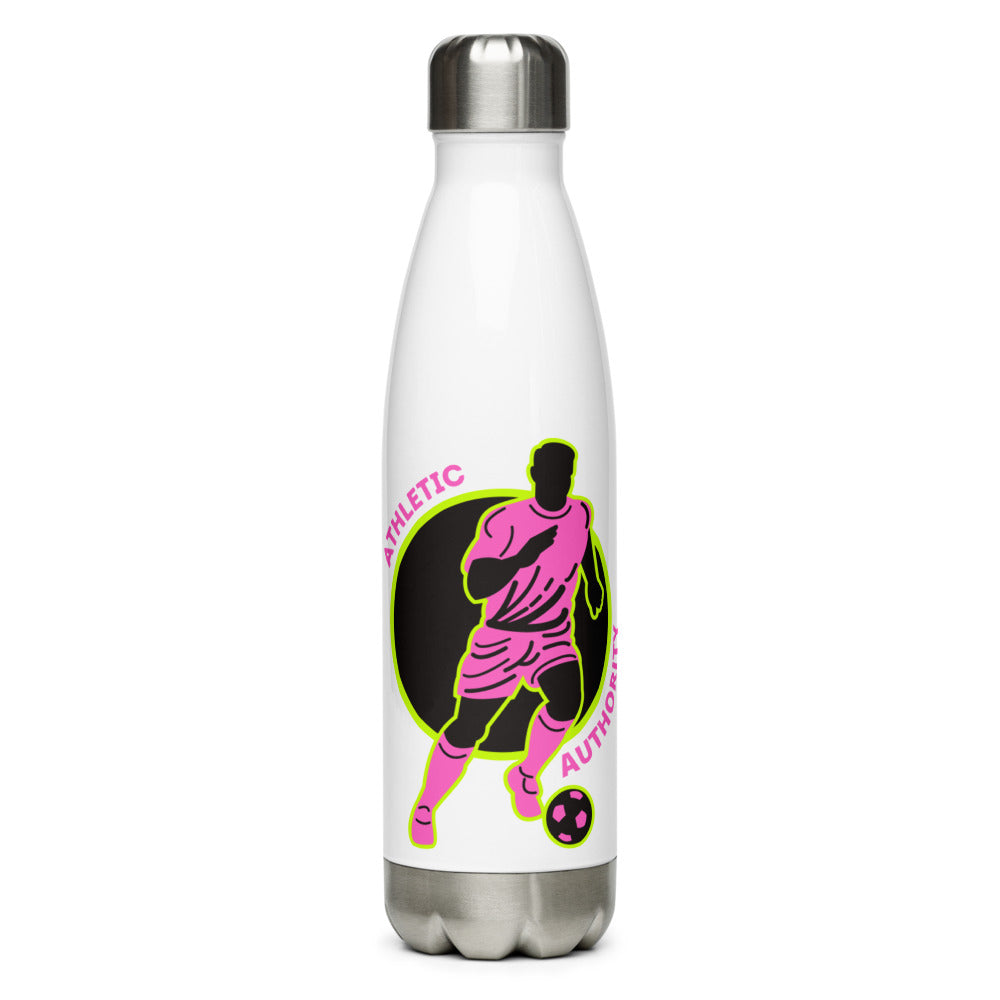 Athletic Authority "Soccer Pink" Stainless Steel Water Bottle