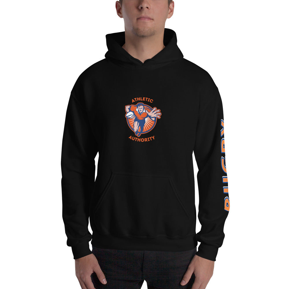 Athletic Authority "Rugby" Unisex Heavyweight Hoodie Orange/Blue