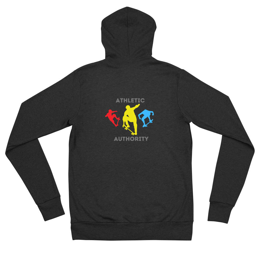 Athletic Authority "Skateboard" Unisex Lightweight ZIPPER Hoodie