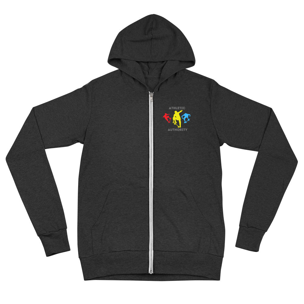 Athletic Authority "Skateboard" Unisex Lightweight ZIPPER Hoodie