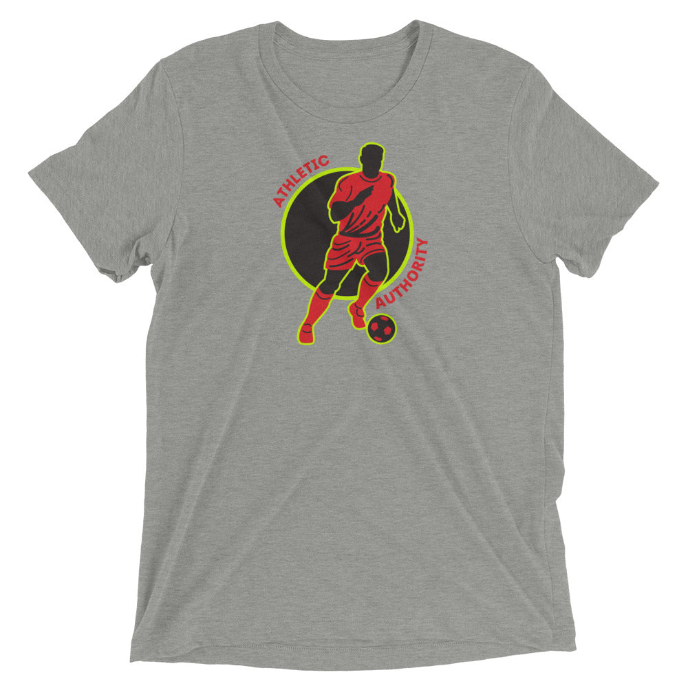 Athletic Authority"  Soccer Red Green" Unisex Tri-Blend Short sleeve t-shirt