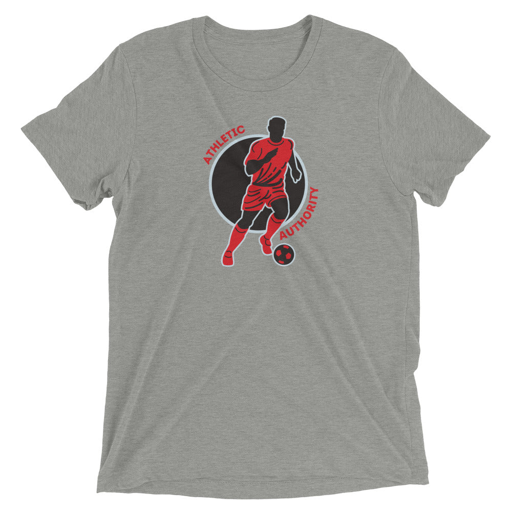 Athletic Authority "  Soccer Red Grey" Unisex Tri-Blend Short sleeve t-shirt
