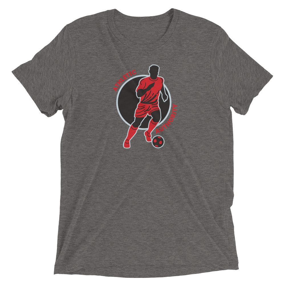 Athletic Authority "  Soccer Red Grey" Unisex Tri-Blend Short sleeve t-shirt
