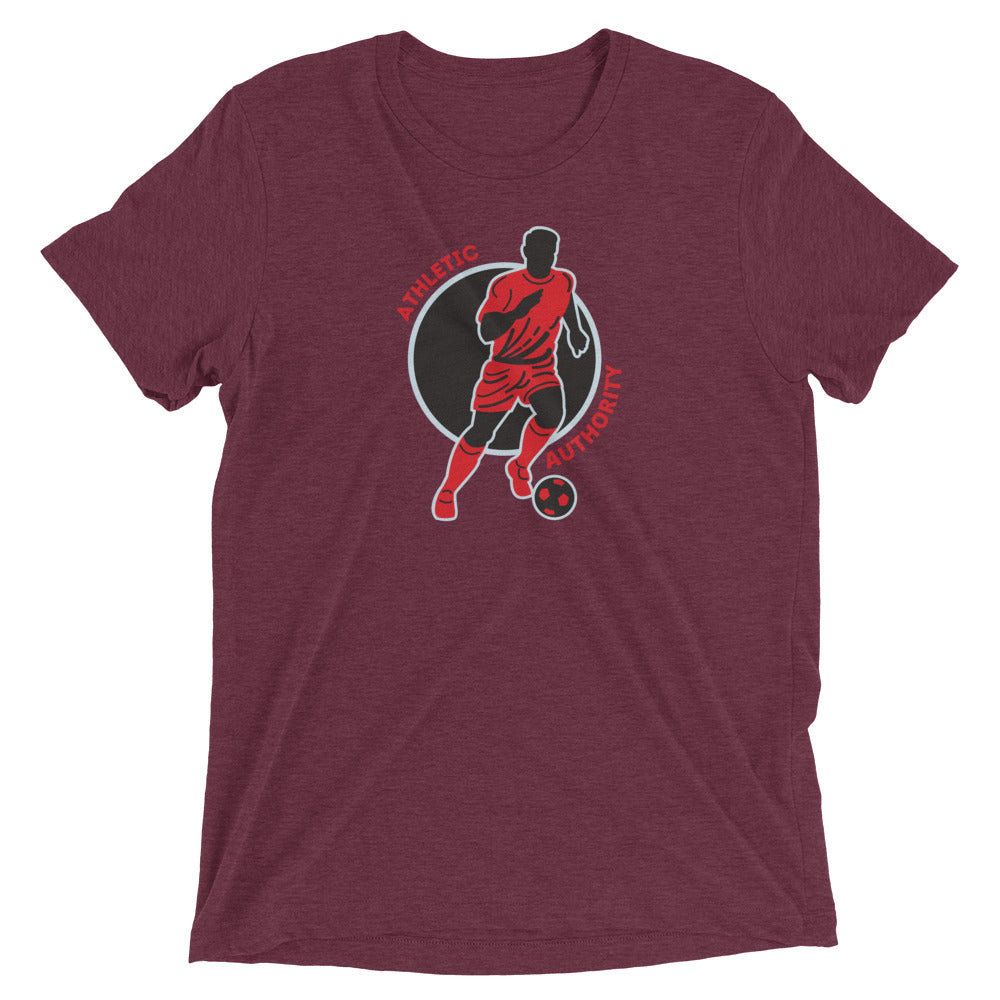 Athletic Authority "  Soccer Red Grey" Unisex Tri-Blend Short sleeve t-shirt
