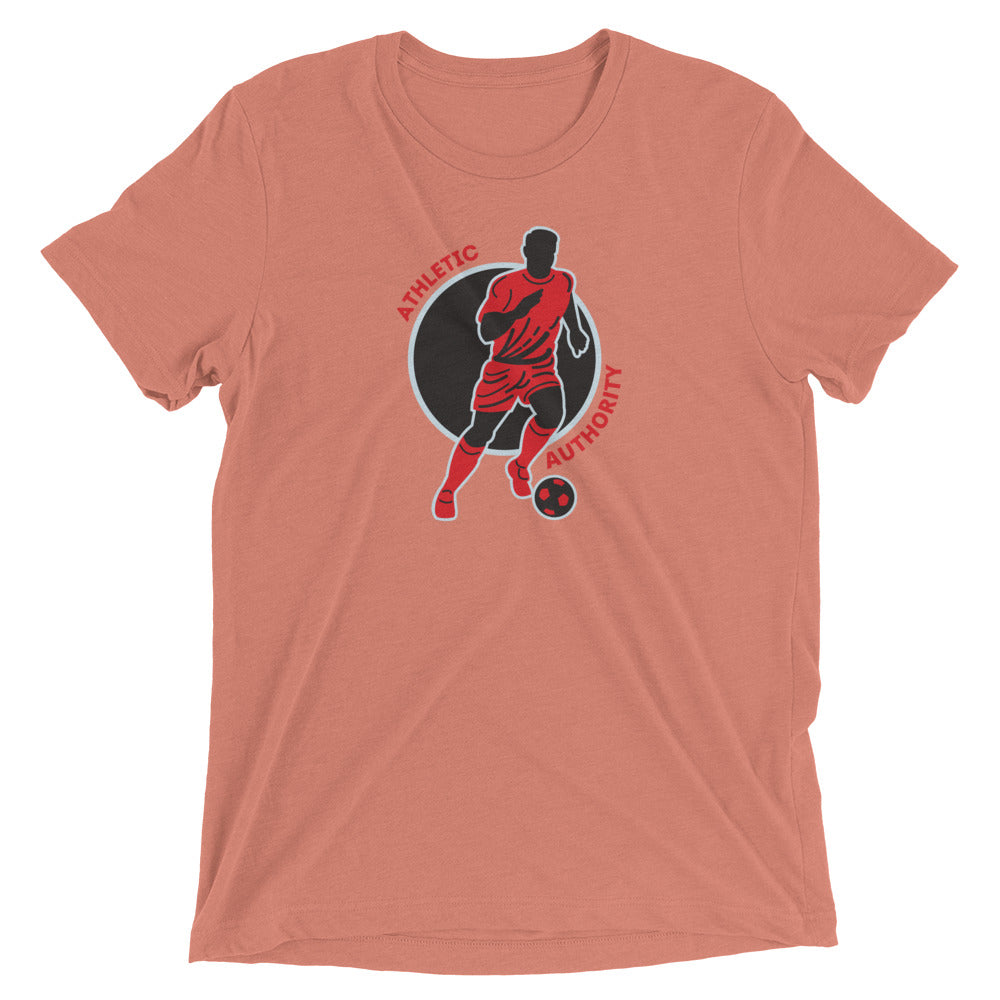 Athletic Authority "  Soccer Red Grey" Unisex Tri-Blend Short sleeve t-shirt