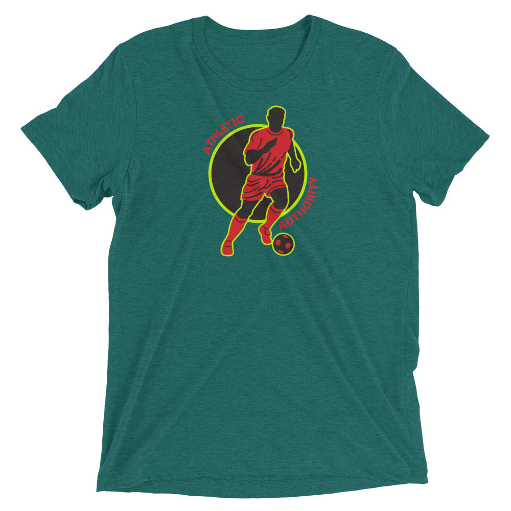 Athletic Authority"  Soccer Red Green" Unisex Tri-Blend Short sleeve t-shirt