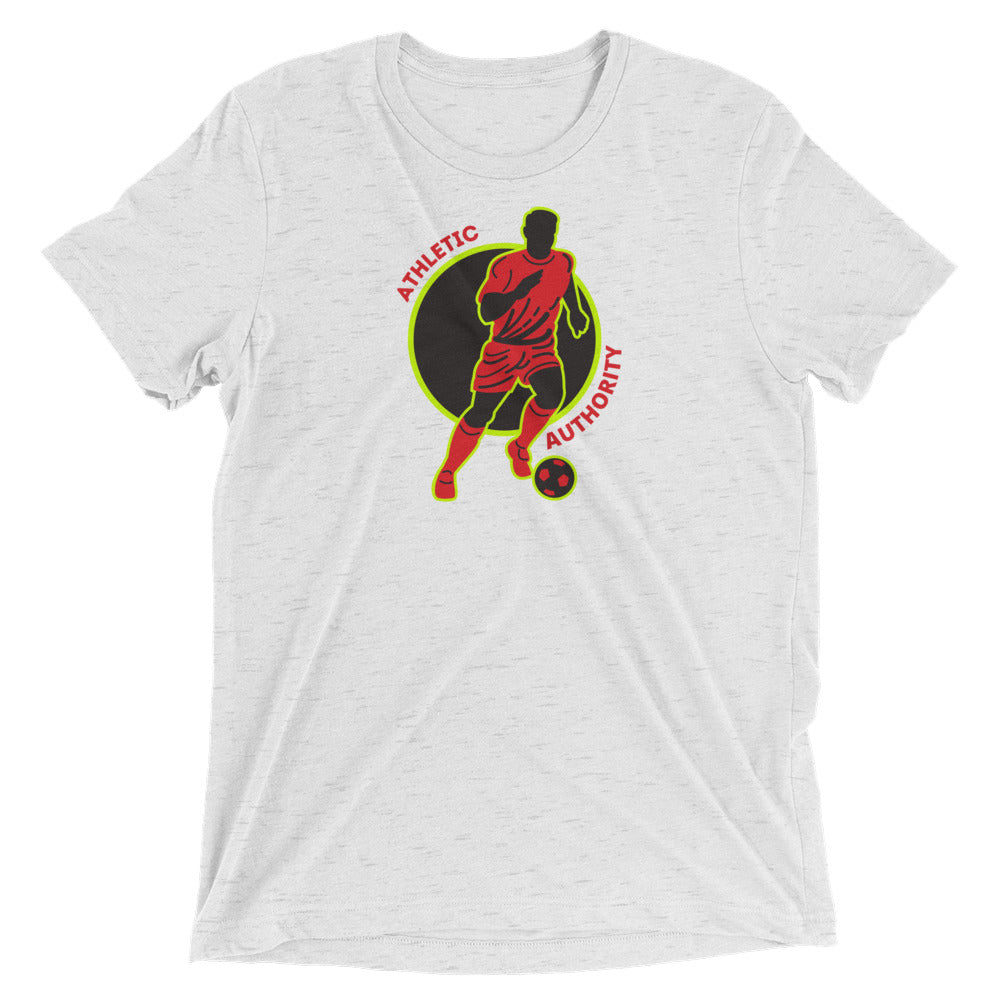 Athletic Authority"  Soccer Red Green" Unisex Tri-Blend Short sleeve t-shirt