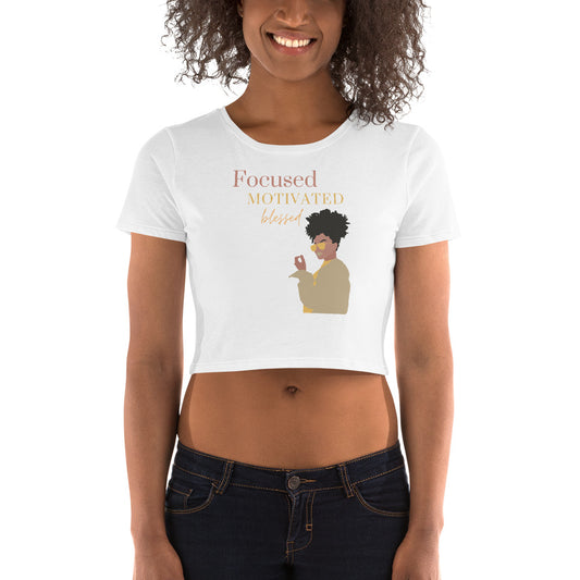 MYNY Hub "Focused Motivated Blessed" Crop Tee