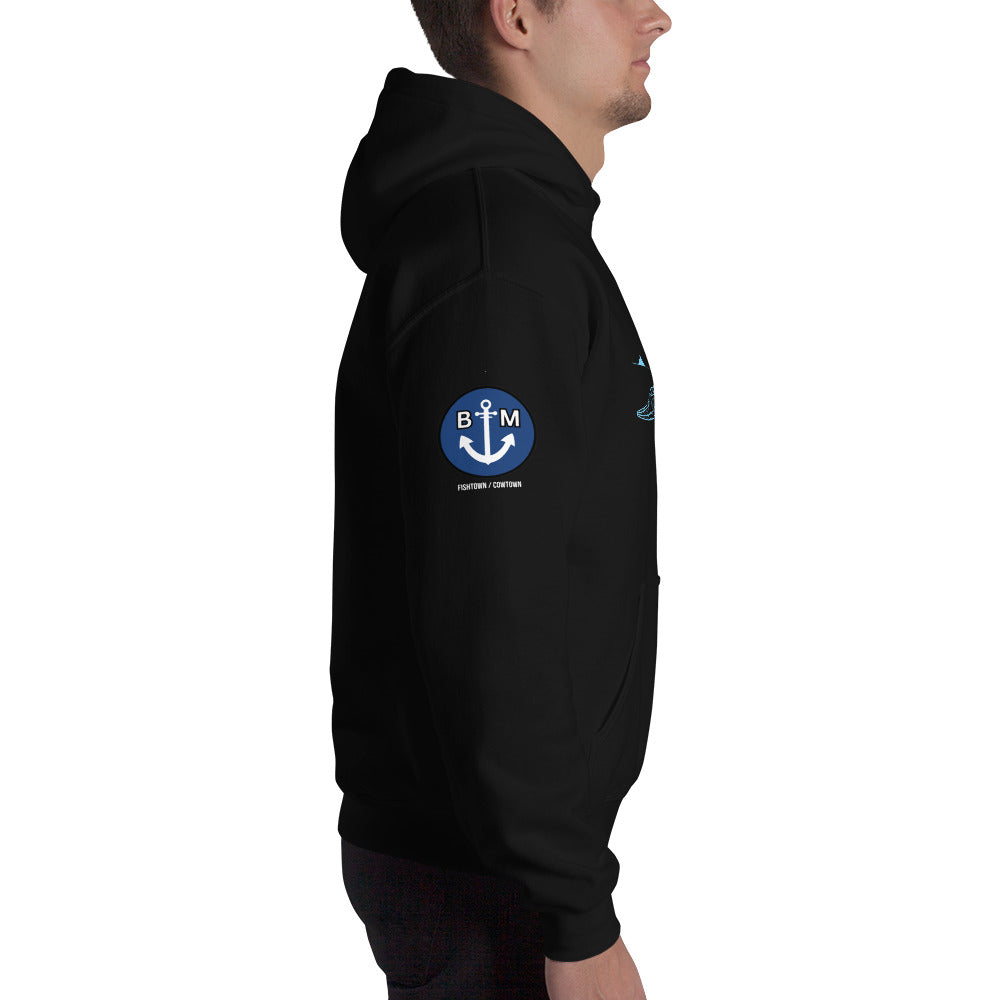 BRIXHAM BM Trawler Unisex Hoodie right arm logo