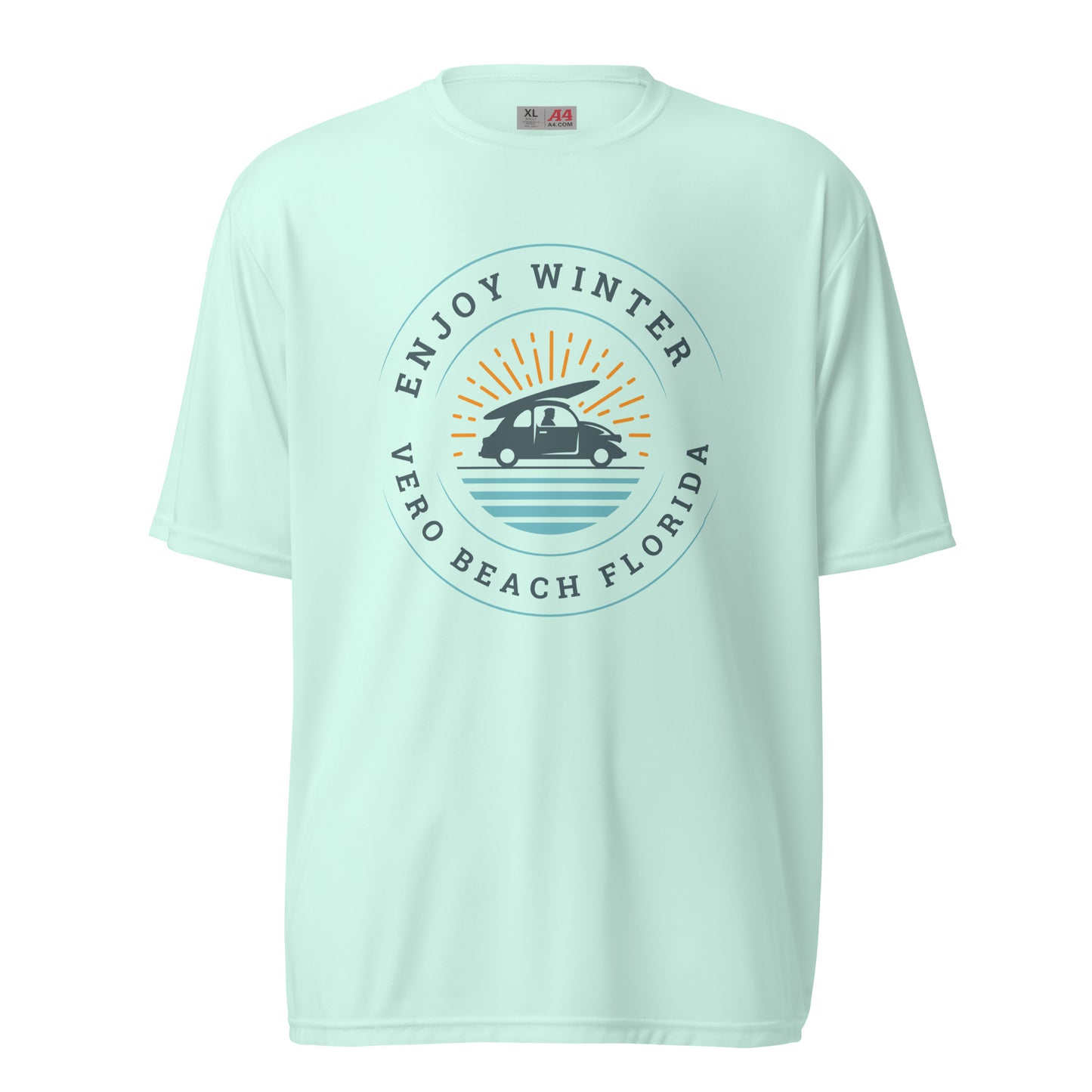 TC Style Enjoy Winter Unisex performance crew neck t-shirt light blue