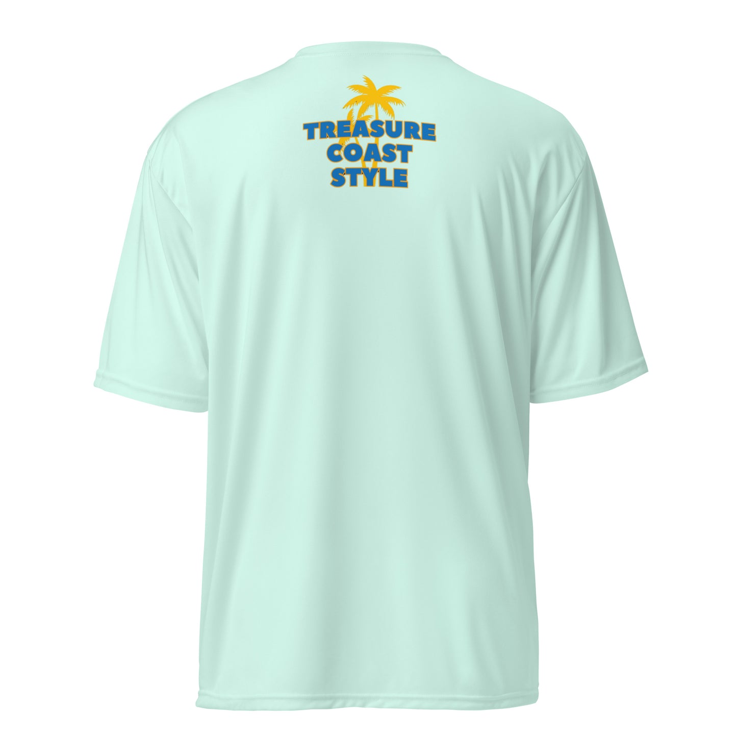 TC Style Enjoy Winter Unisex performance crew neck t-shirt light blue back with logo