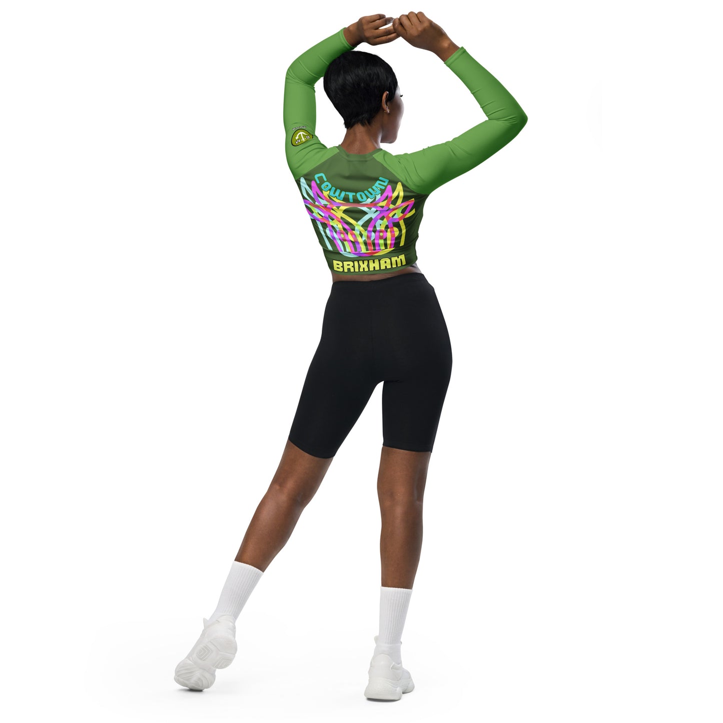 BRIXHAM BM Cowtown Recycled long-sleeve crop top duo green back