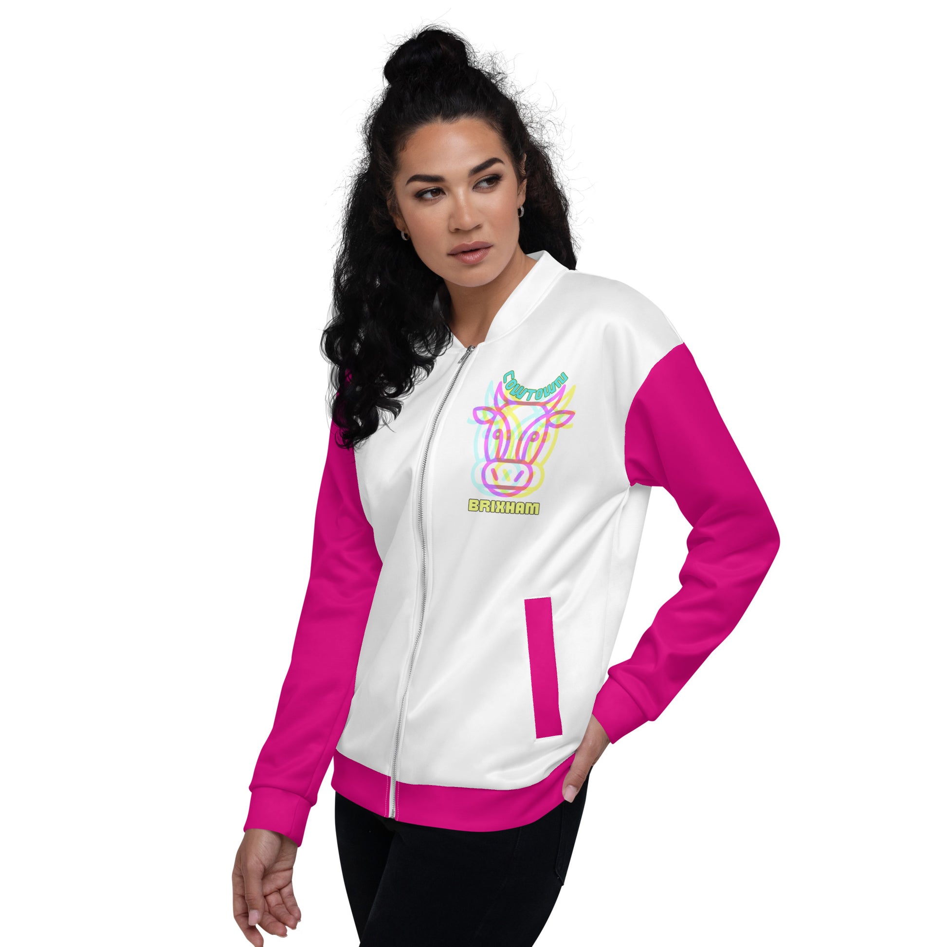 BRIXHAM BM Cowtown pink Unisex Bomber Jacket left side