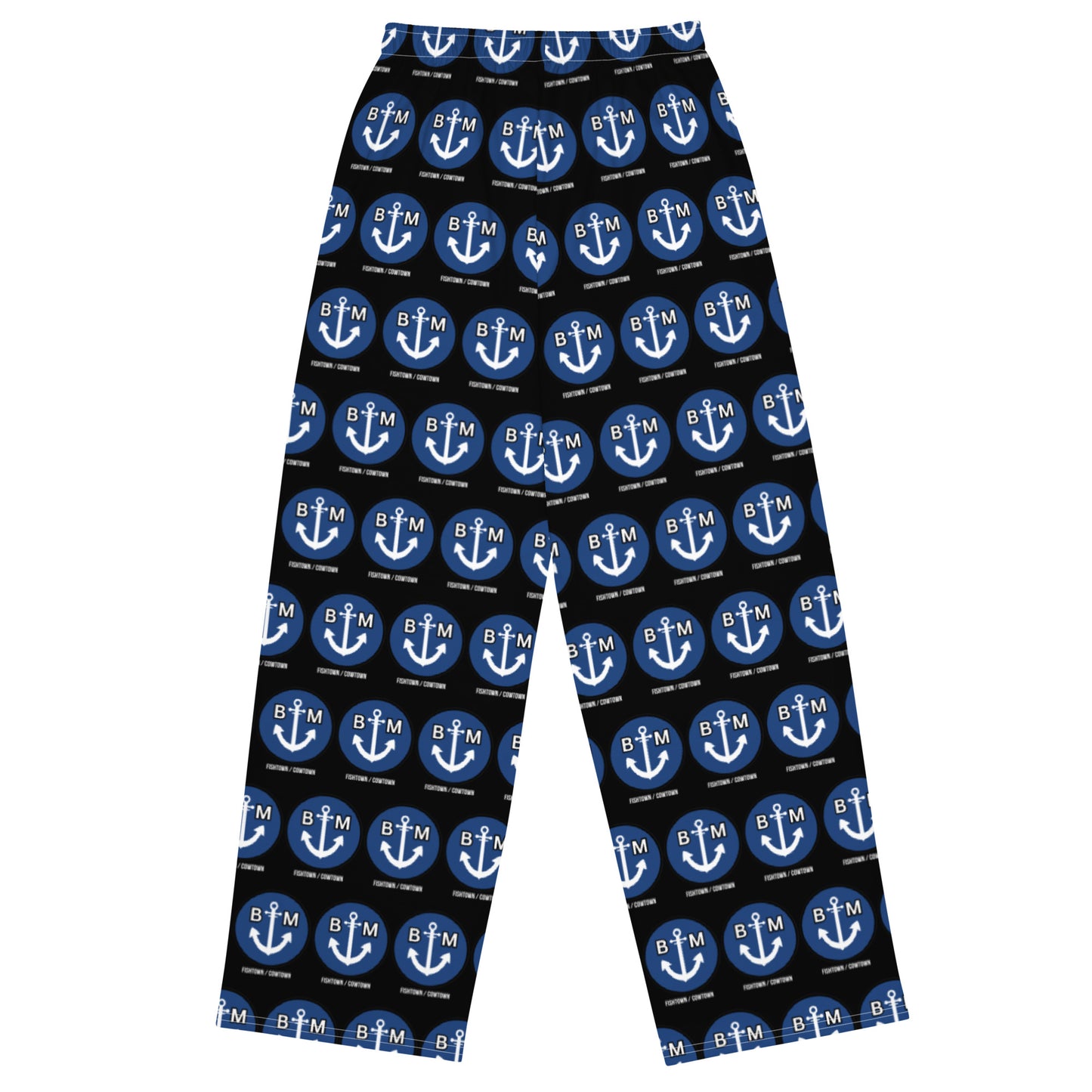 BRIXHAM BM All-over print unisex wide-leg pants back.