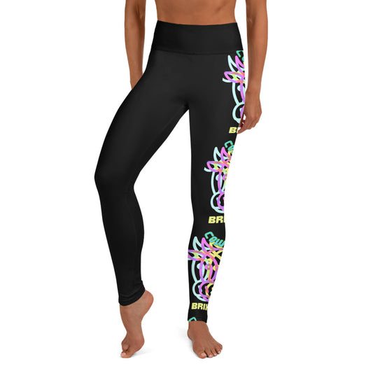 BRIXHAM BM Cowtown Yoga Leggings black with left leg design 