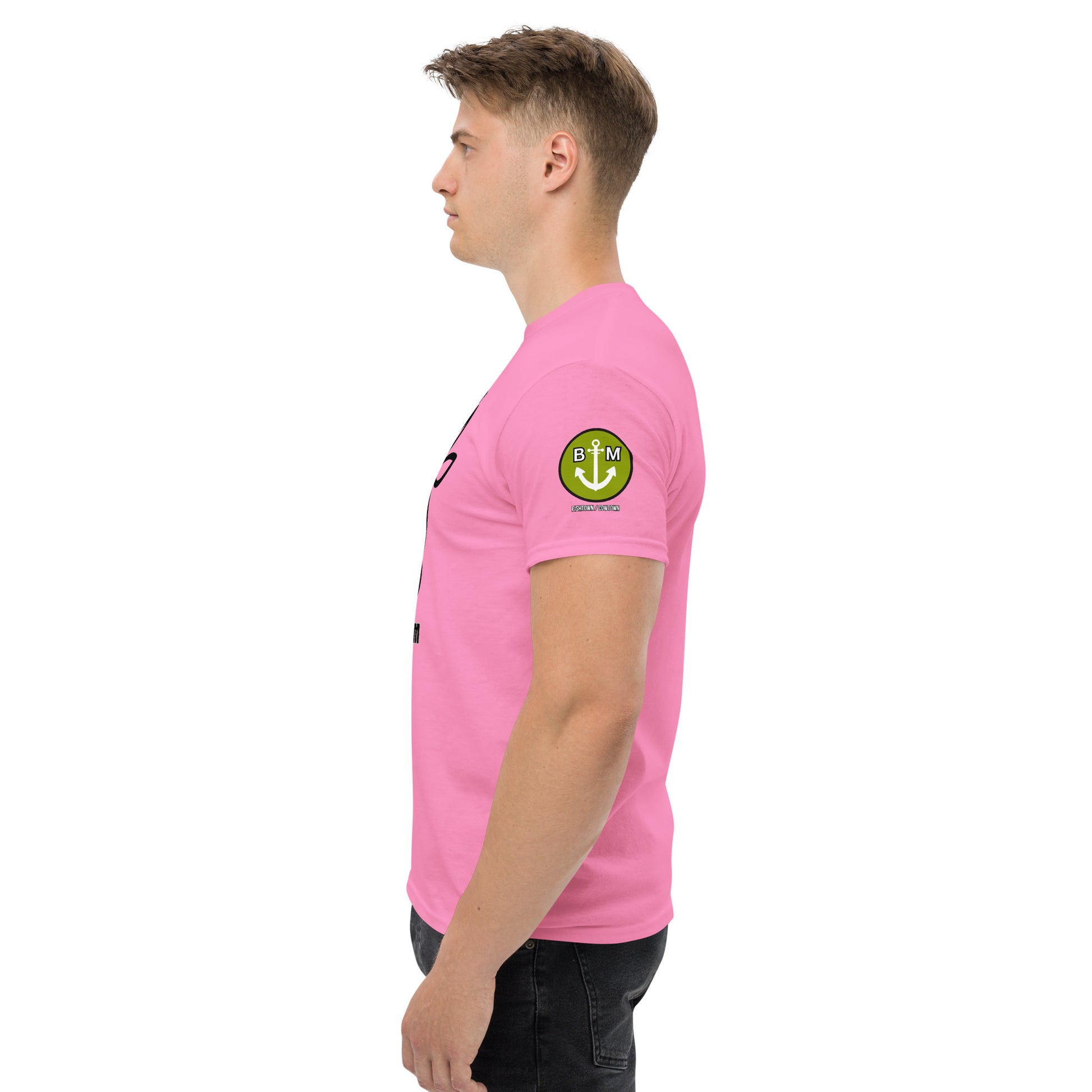 BRIXHAM BM Cowtown Men's classic tee left with logo azalea