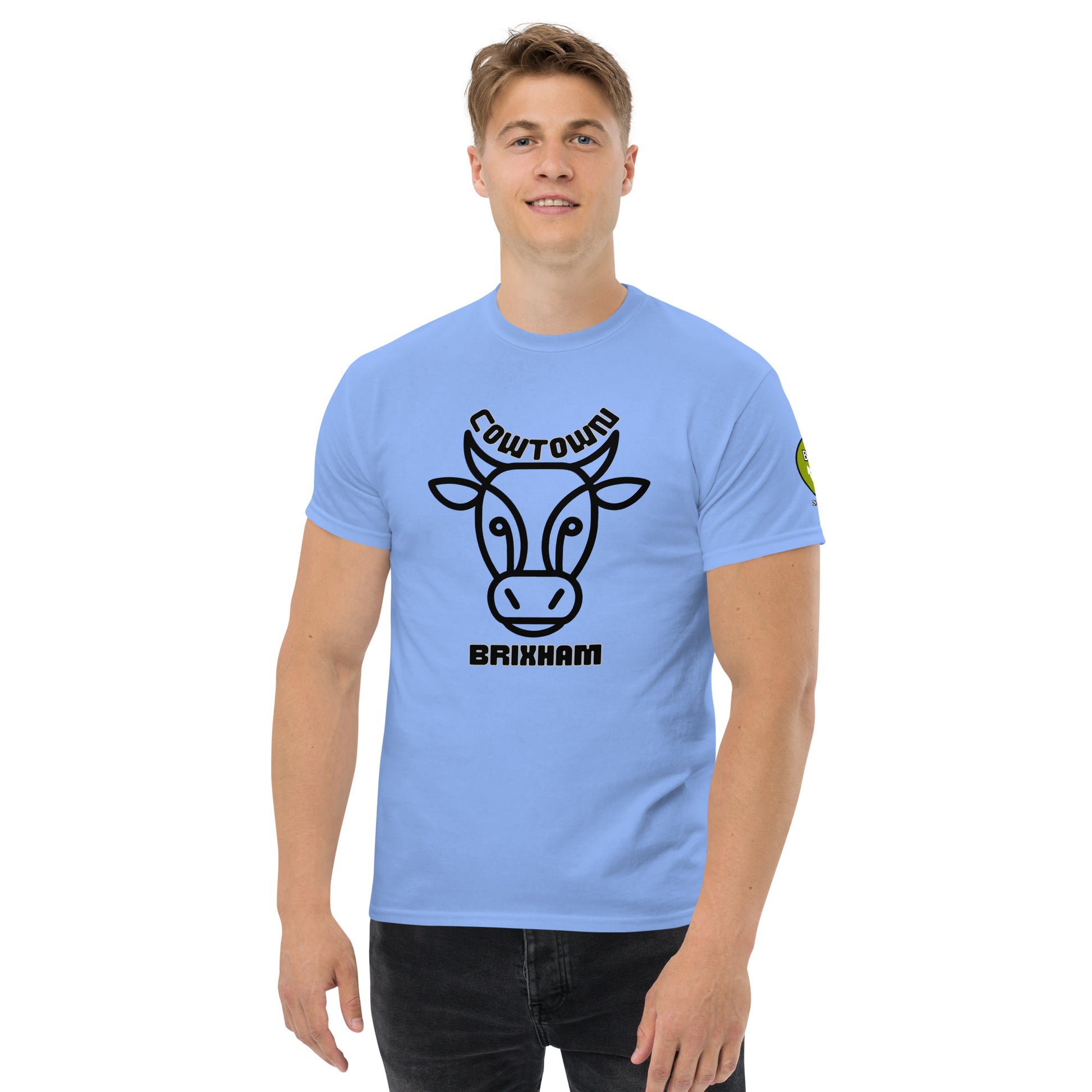 BRIXHAM BM Cowtown Men's classic tee front carolina blue