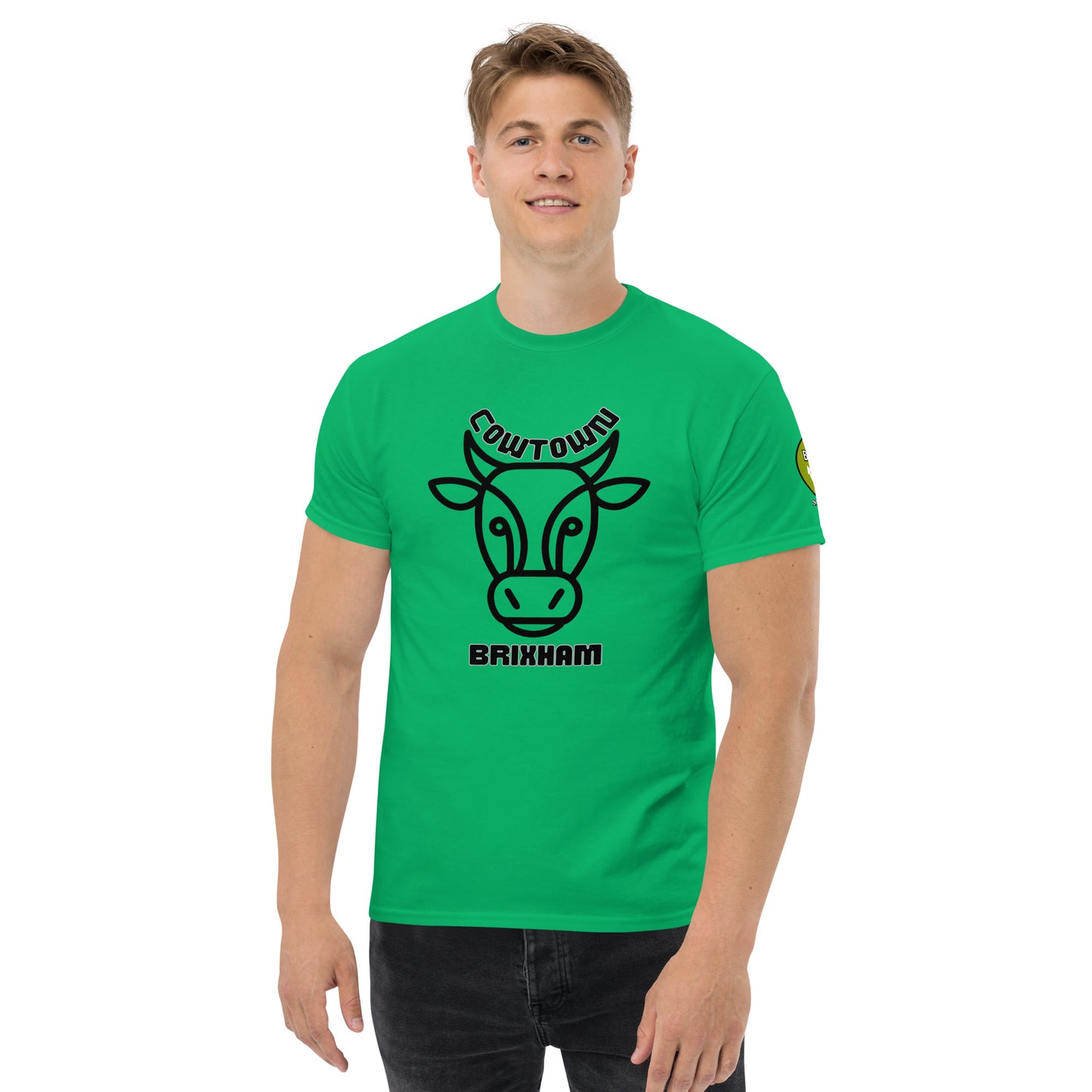 BRIXHAM BM Cowtown Men's classic tee front irish green