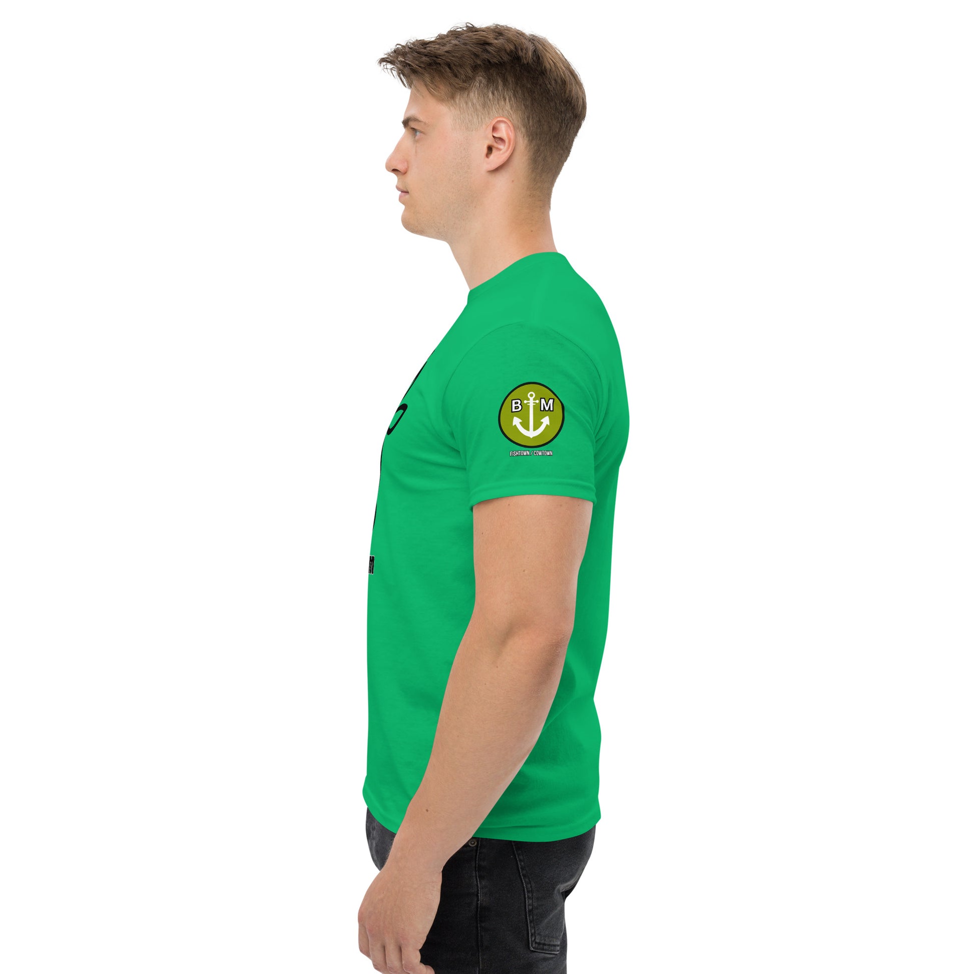 BRIXHAM BM Cowtown Men's classic tee left with logo irish green