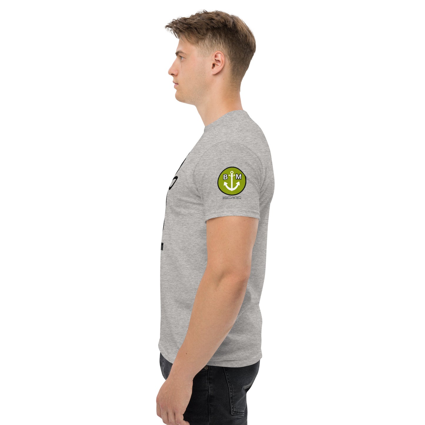 BRIXHAM BM Cowtown Men's classic tee left with logo sport grey