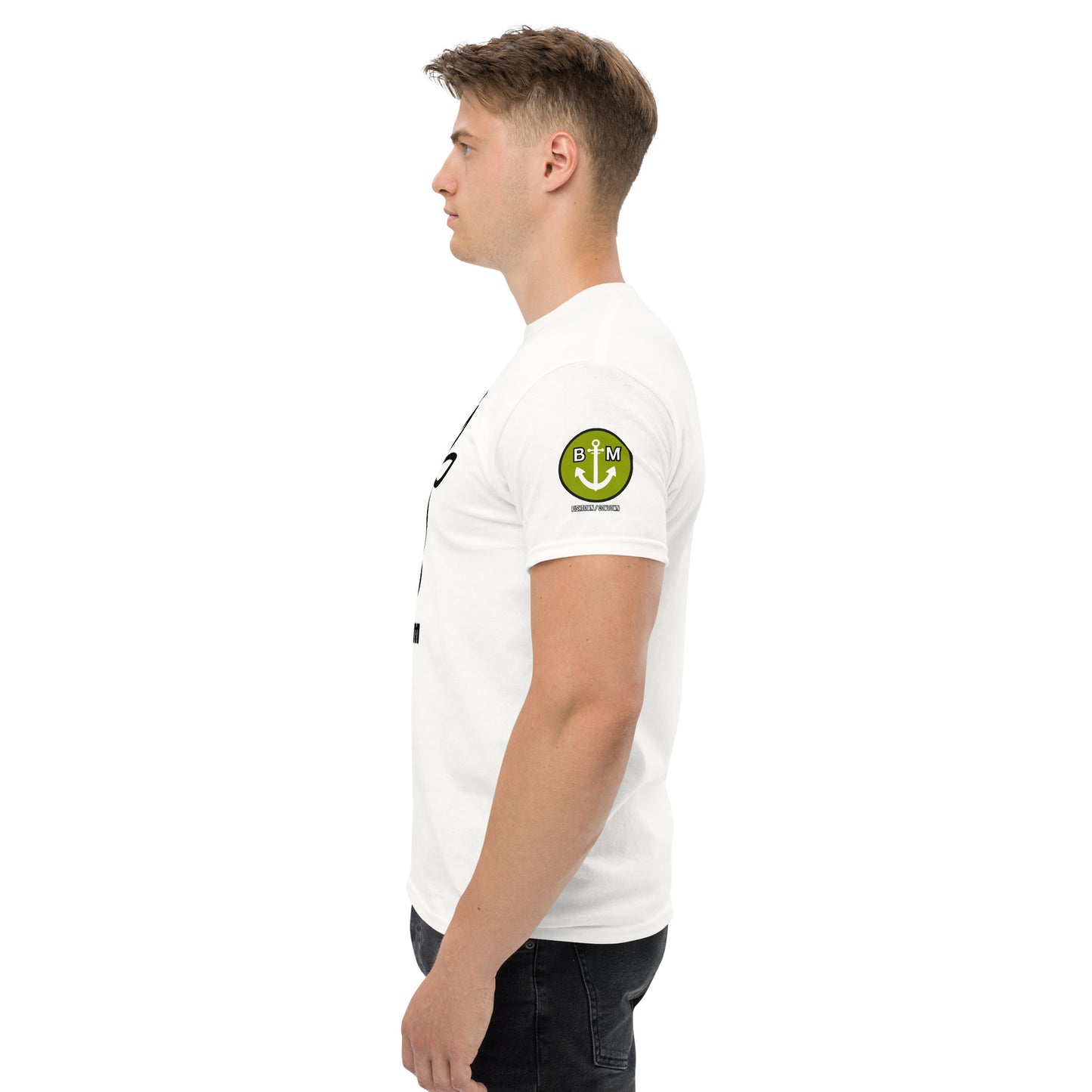 BRIXHAM BM Cowtown Men's classic tee left with logo white