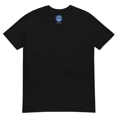 BRIXHAM BM Trawler Short-Sleeve Unisex T-Shirt back with BM logo black