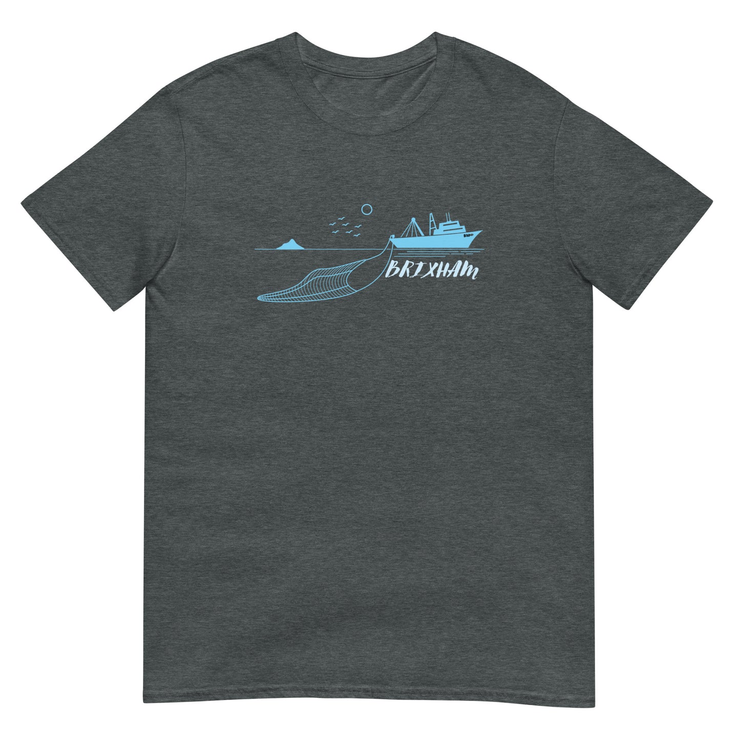 BRIXHAM BM Trawler Short-Sleeve Unisex T-Shirt front  dark heather grey