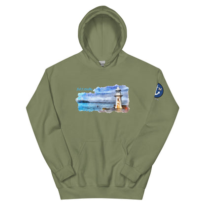 BRIXHAM BM Lighthouse Unisex Hoodie front military green