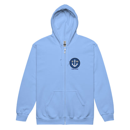 BRIXHAM BM Unisex heavy blend zip hoodie carolina blue front