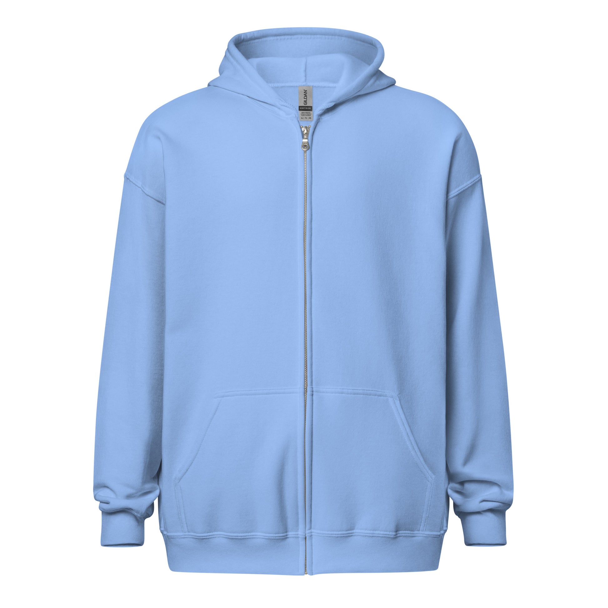    unisex heavy blend zip hoodie sky blue front