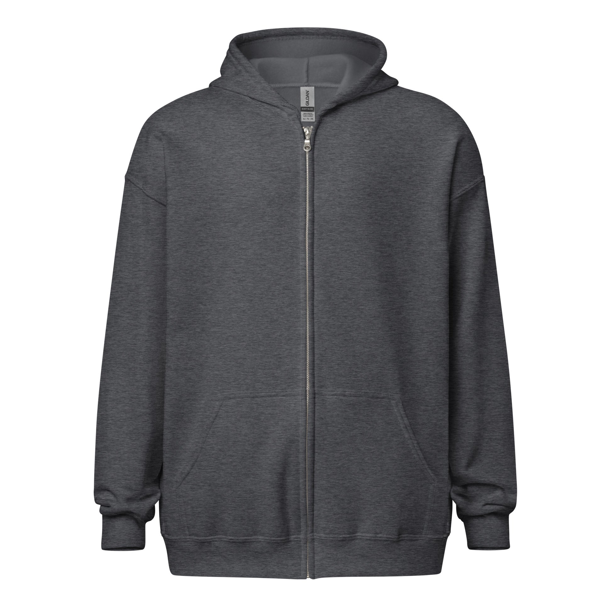    unisex heavy blend zip hoodie dark heather front